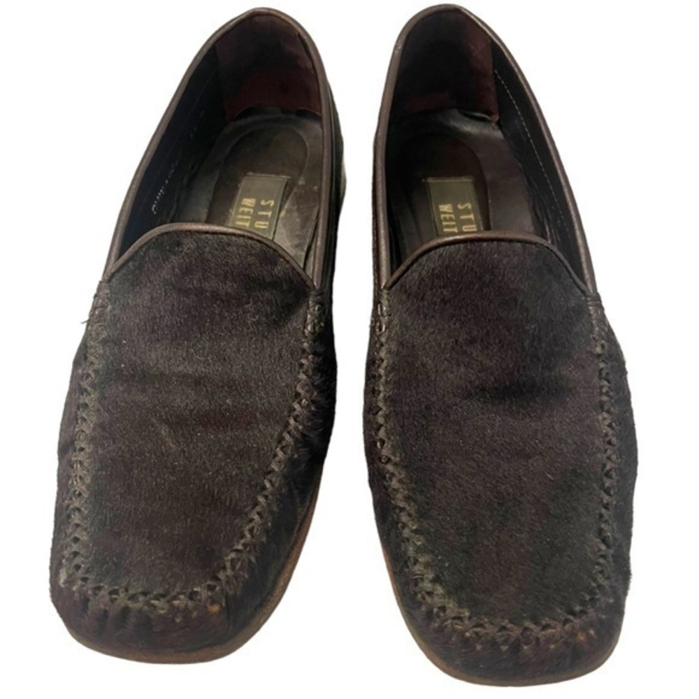 STUART WEITZMAN Suede Leather Calf Hair Classic VINTAGE LOAFERS SIZE 6.5